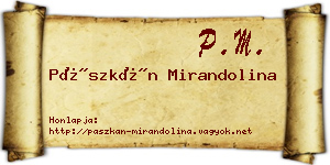 Pászkán Mirandolina névjegykártya